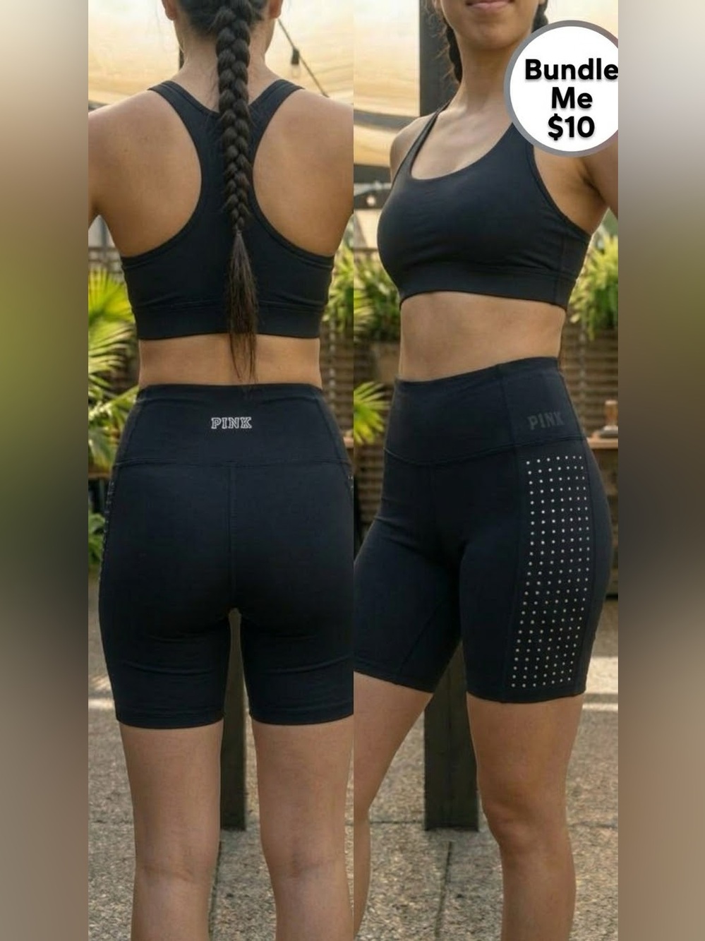 PINK Victoria's Secret Ultimate Studded Bike Shorts Black M